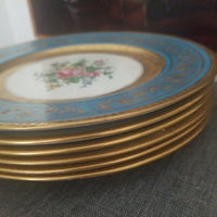 Antique Set of 6 Crown Staffordshire Gold Plates Bone China #92258