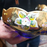 Czechoslovakia Chandelier 12 Light Crystal Overlay With Enamel  Cobalt Blue