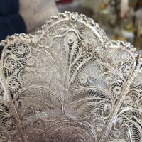 Antique Filigree 84 To 90 Silver Centerpiece Handmade 1028 grams 14" diameter