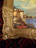 Framed Painting On Canvas Of Mediterranean Coastal Scene (Possible Greece)