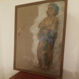 Antique Orientalist Painting Pastel Hand Painted  Bashi Bazouk