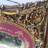 Antique Gilt Frame Hand Painted Painting On Ceramic Nude