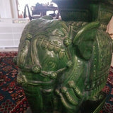 Mid Century Modern Chinese Green Porcelain Elephant Gardenining Bench #94008