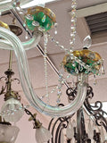 Czechoslovakian 1950 Overlay 12 Light Chandelier