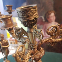 Pair Of Antique French Empire Gilt Bronze Candelabra