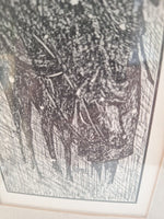 Antique Signed Surrealist Etching Framed