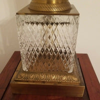 Massive Antique Baccarat Crystal and Bronze Lamp