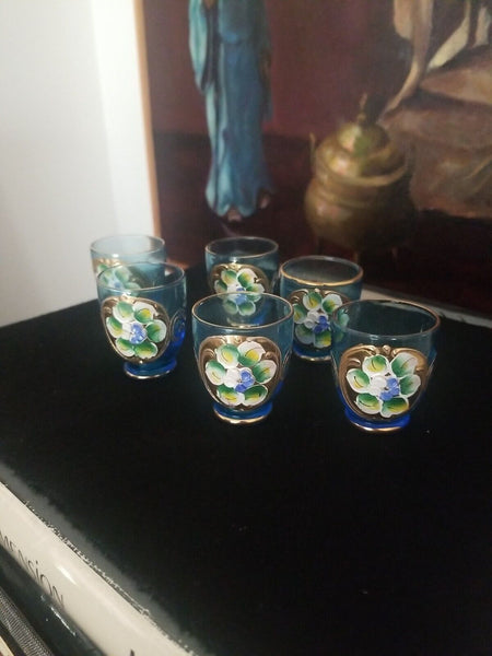 Vintage Antique Moser Glass Set Of Shot Glasses #9658