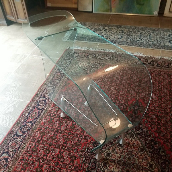 Modernist Scupltural Glass Signed Bar Cart