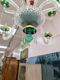 Czechoslovakian 1950 Overlay 12 Light Chandelier