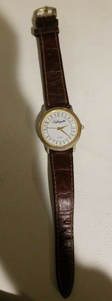 Lafayette Quartz Stainless Steel Wrist Watch with Leather Band