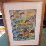 Colorful Mid century Modern Abstract Watercolor Painting