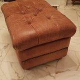 Vintage Leather Trunk Cognac Ottoman Large