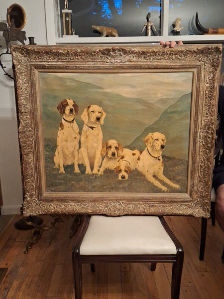 Antique Painting Dog American Masterpiece