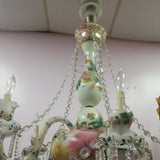 19th Century Opaline Crystal Chandelier made in France 6 lights