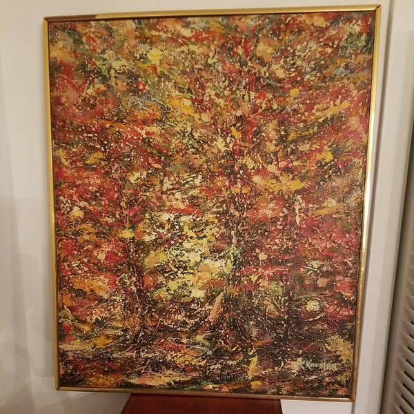 Mid Century Modern Abstract Painting Signed Titled