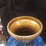 Pair Of Metalic Floral Vases with wooden custom bases perfect condition