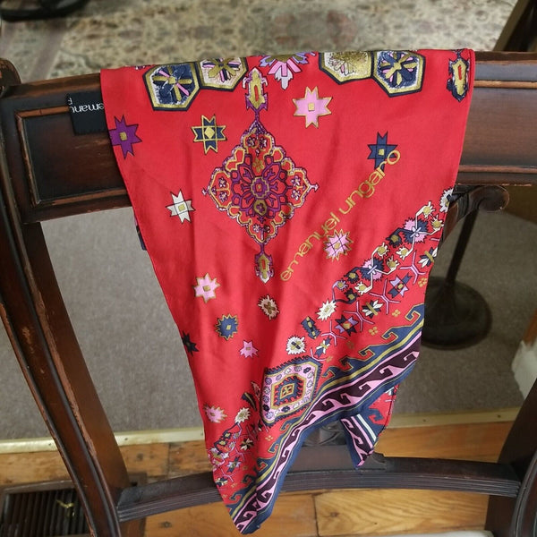 Vintage 1980's Never Worn Emanuel Ungaro Designer 100% Silk Ascot Made in Japan
