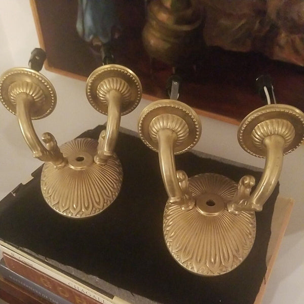 Pair of Antique Bronze Mid century Modern Sconces