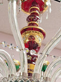 Czechoslovakian 1950 Overlay 12 Light Chandelier