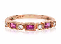 14K Rose Gold Diamond & Ruby Ring Band 0.40 TCW Size 6.5 - Diamonds Sapphires Rubies Emeralds