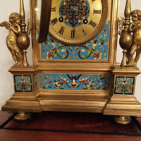 Antique 19th Century Museum Enamel Bronze Clock