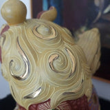 Mid Century Modern Porcelain Gold Foo Dog Sculpture #91258