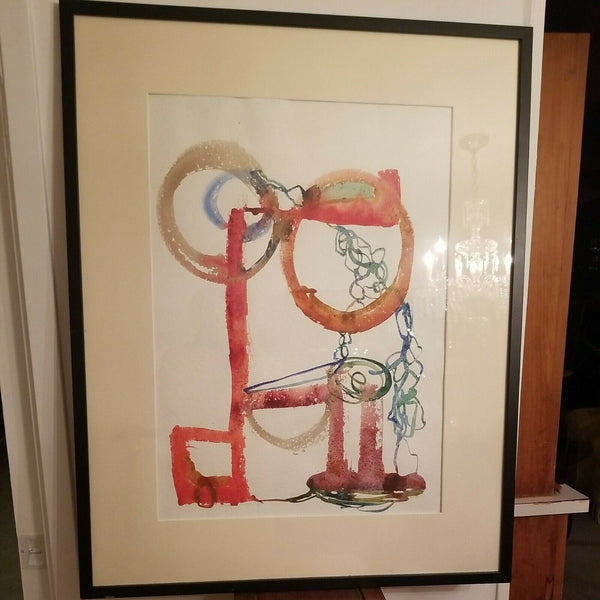 Vintage Abstract Painting W.cw Mid Century