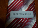 90% Silk Burgundy and White Geoffrey Beene Tie, Extremely Soft & Glittery - Diamonds Sapphires Rubies Emeralds