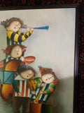 Stylized Signed Painting Of Kids Playing Music Joyce Roybal 21" x 25"
