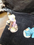 4 Antique Miniature Ceramic Figurines About 4" to 5" Tall