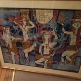 Mid century Modern Picasso Inspired Cubist Nude "Dancing" by Qin #910008