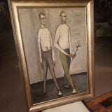 Mid Century Modern Museum Quality Painting 2 Acrobats