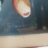 Floral Oil Painting Under Glass Signed