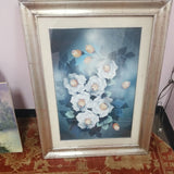 Floral Oil Painting Under Glass Signed