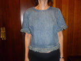 Michael Kors Lady's Denim 100% Cotton Size Small Top - Diamonds Sapphires Rubies Emeralds