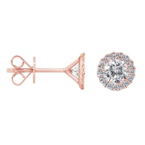 14K Rose Gold Diamond Stud Martini Earrings 0.56 Carat Diamonds - Diamonds Sapphires Rubies Emeralds