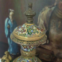 Antique Sevres Enamel Urn Jade