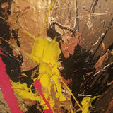 A Mid Century Modern Gold Abstract Oil Drip