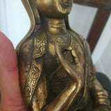 Antique Asian Sculpture Deity Patinated Signed