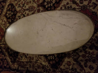 Antique White Marble Oval Coffee Table with Wood