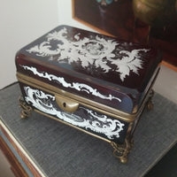 Antique Jewel Box Casket Bohemian glass  Moser