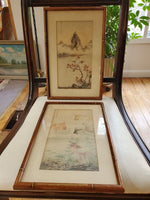 Pair Of Antique chinese paintings signed oriental Asian art