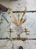 French Rock Crystal Gilt Pair Of Large Sconces