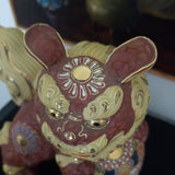 Mid Century Modern Porcelain Gold Foo Dog Sculpture #91258