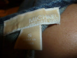 Michael Kors Lady's Denim 100% Cotton Size Small Top - Diamonds Sapphires Rubies Emeralds
