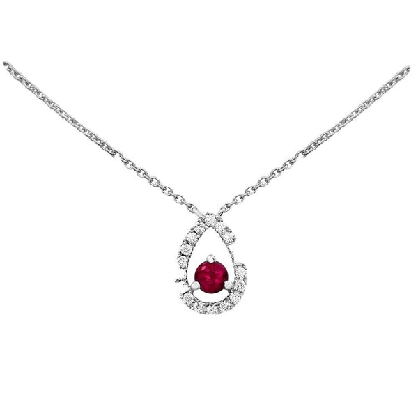 Ruby Necklace Pendant with Diamonds