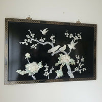 Pair of Antique Chinese Lacquer Framed Artwork