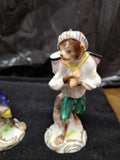 4 Antique Miniature Ceramic Figurines About 4" to 5" Tall