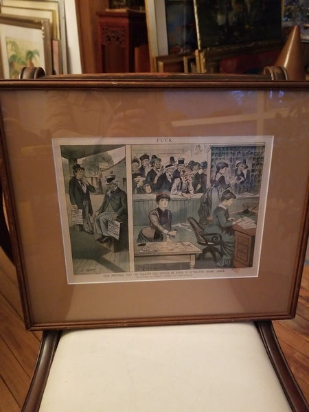 1900 Puck Lithograph of "Puck Proposes That The Country Post Offices Be Given To